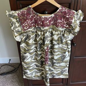 Mexican style camo ruffled shirt